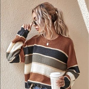 Striped Pattern Oversized Sweater